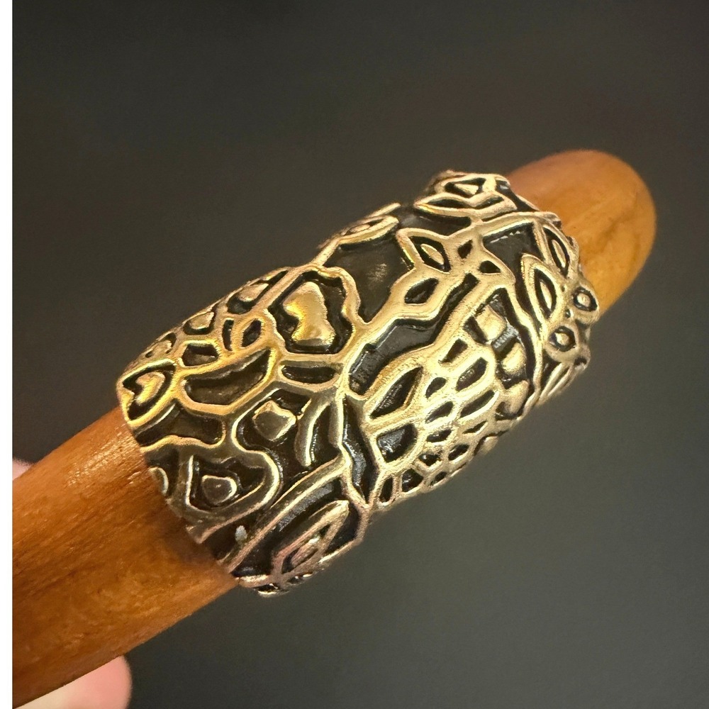 Barse Bracelet Bangle Wood Bronze Tone